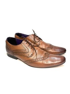 Ted Baker Cognac Leather Wingtip Oxfords | 44